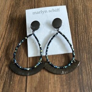Marlyn Schiff Black Beaded Earrings